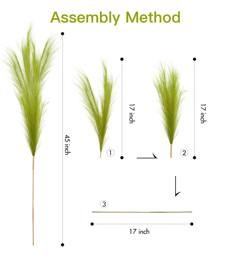 MUUNC 9 Pcs 45" Tall Pampas Grass Green Decor, Long Stem Artificial Flower Floor Vase Large Faux Floral Pompas Fake Plants Dried Bouquet Arrangement Vase Filler for Boho Home Wedding Decoration - Image 3