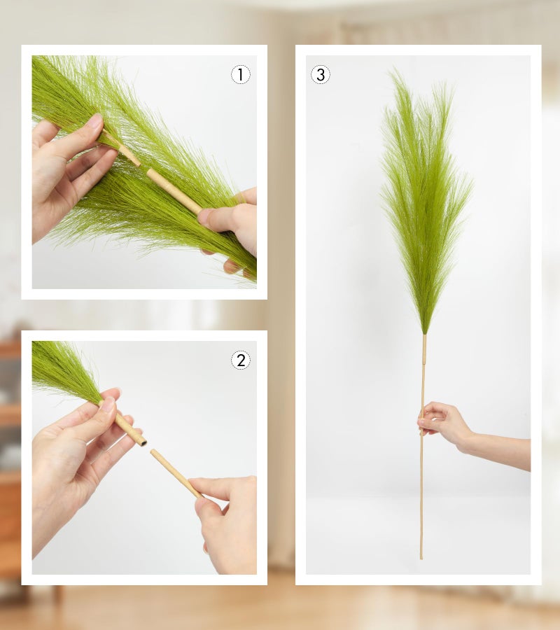 MUUNC 9 Pcs 45" Tall Pampas Grass Green Decor, Long Stem Artificial Flower Floor Vase Large Faux Floral Pompas Fake Plants Dried Bouquet Arrangement Vase Filler for Boho Home Wedding Decoration - Image 4