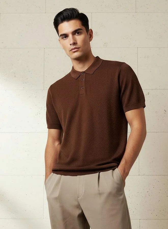 Splash FAV Men Short Sleeves Textured Polo T shirt