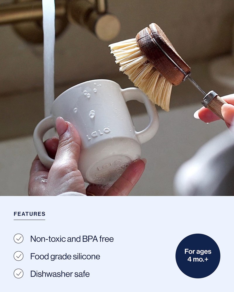 Lalo Little Cup, Non-Toxic Silicone Straw Cup with Handles - Baby and Toddler Sippy Cup - Mini Cup and Straw Training System, 4oz, Oatmeal - Image 3