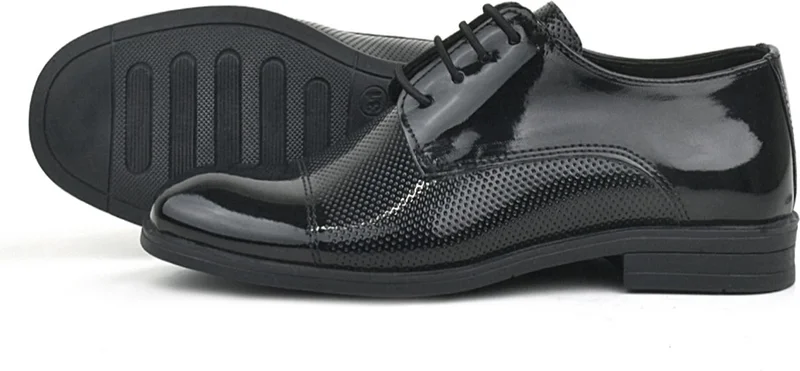 Rakerplus Black Patent Leather Laced Oxford Children's Classic Shoes