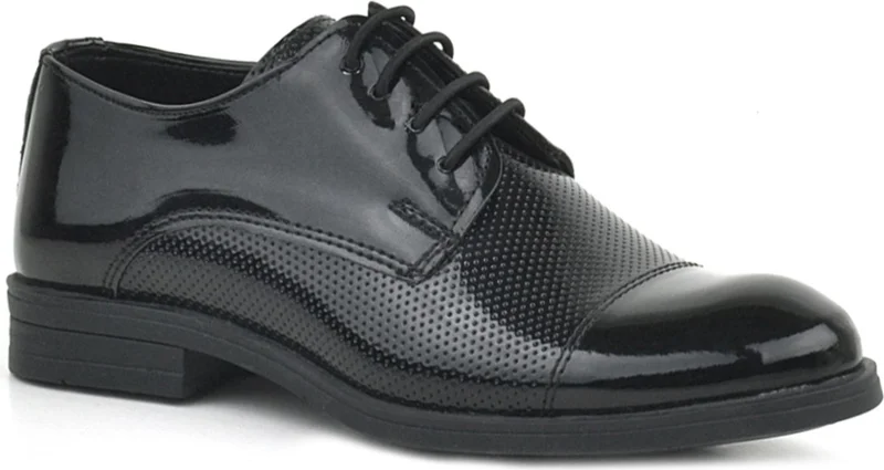 Rakerplus Black Patent Leather Laced Oxford Children's Classic Shoes