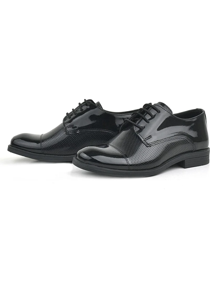 Rakerplus Black Patent Leather Laced Oxford Children's Classic Shoes
