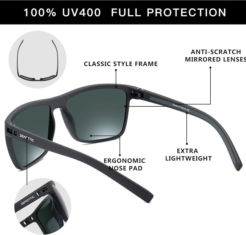 نظارات شمسية مستقطبة من للرجال، إطار خفيف الوزن من TR90، حماية UV400، نظارات شمسية مربعة - Image 4
