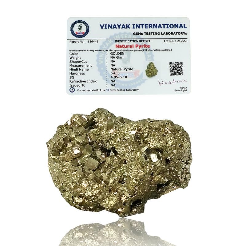 Reiki Crystal Products منتجات كريستال ريكي مجموعة بايريت الطبيعية المعتمدة 200 قيراط تقريبًا حجر بايريت الخام - Image 1