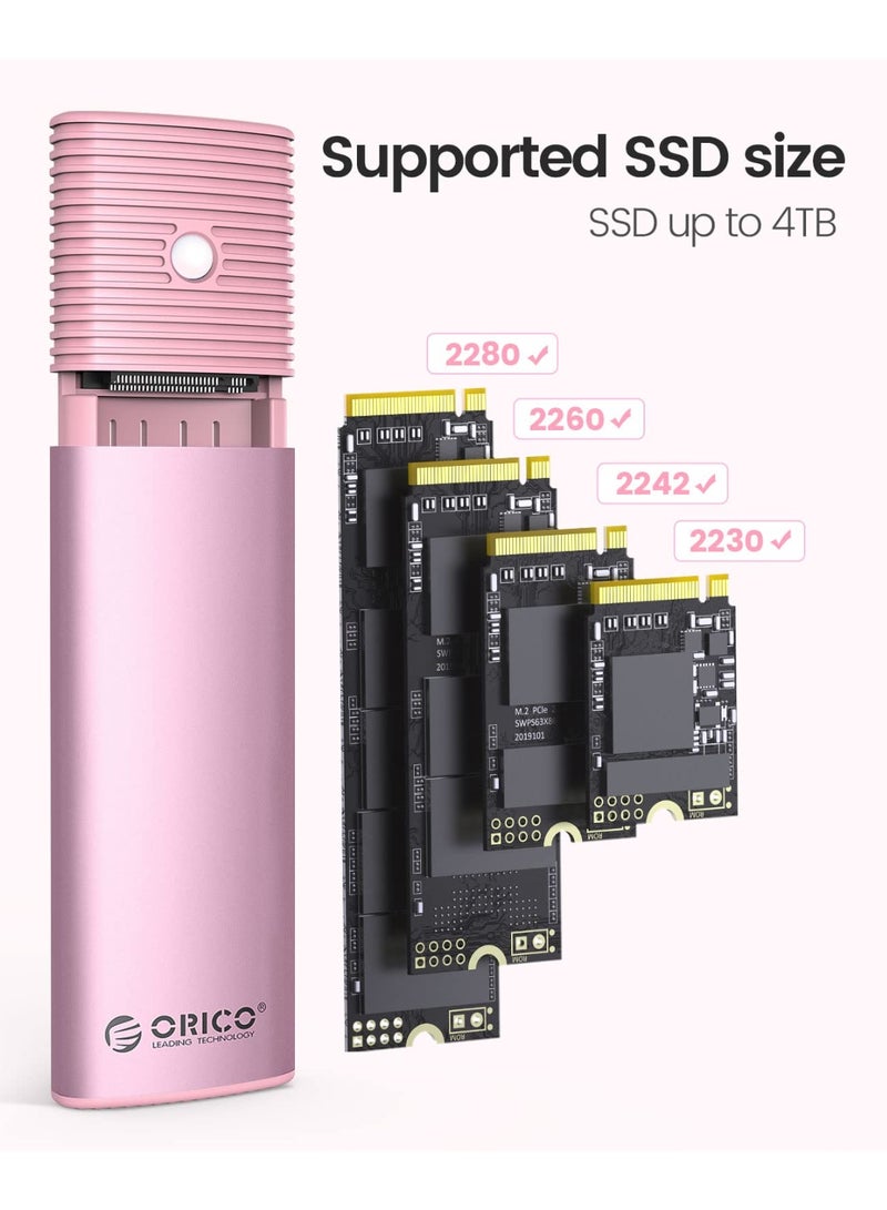 Orico ORICO M.2 NVMe SATA SSD Enclosure Adapter Tool-Free, USB C 3.2 Gen 2 10Gbps NVMe, 5Gbps NGFF SATA PCIe M-Key(B+M Key) 2230/2242/2260/2280, Aluminum External M2 Reader Support UASP Trim- PWDM2-BK - Image 3