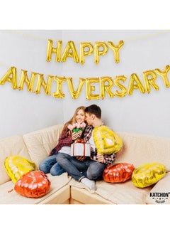 KATCHON Gold Happy Anniversary Balloon Letters for Anniversary Decorations  - Image 5