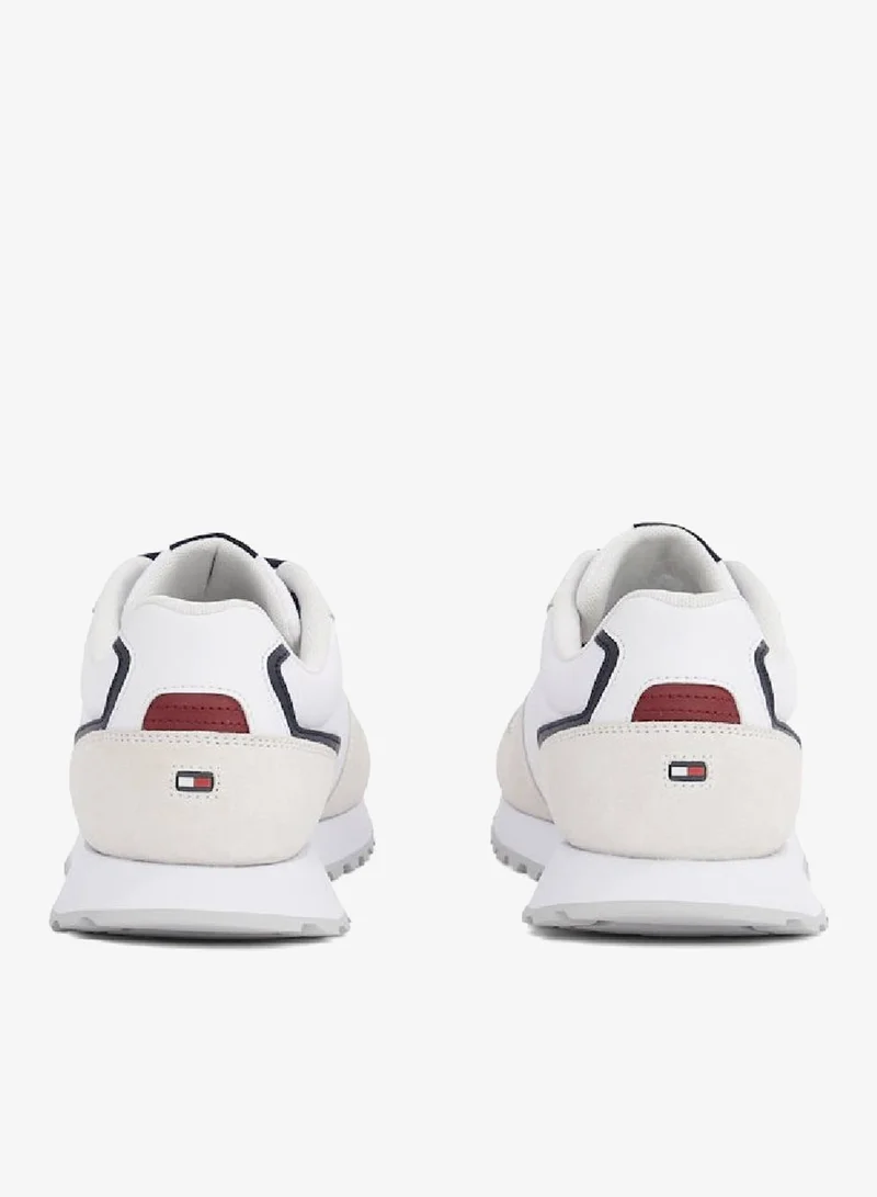 Tommy Hilfiger White Essential Mixed Texture Sneakers for Men | Best Price UAE