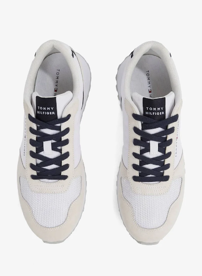 Tommy Hilfiger White Essential Mixed Texture Sneakers for Men | Best Price UAE