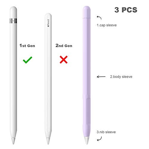 YINVA Case for Apple Pencil Grip for Apple Pencil Accessories Holder for Apple Pencil 1st Generation Cover Sleeve for Apple Pencil with Protective Nib Cover for iPad Pencil(Purple) - Image 2