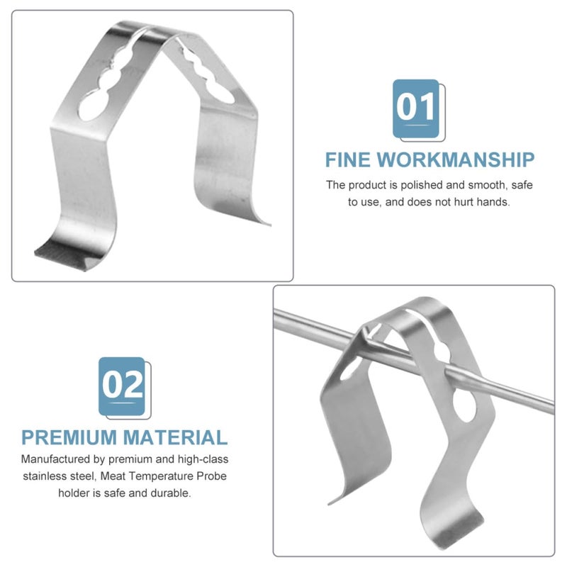 Stainless Steel Grill Temperature Probe Clip Holder 3 Hole Probe Clamp BBQ Meat Thermometer Accessory - Image 4