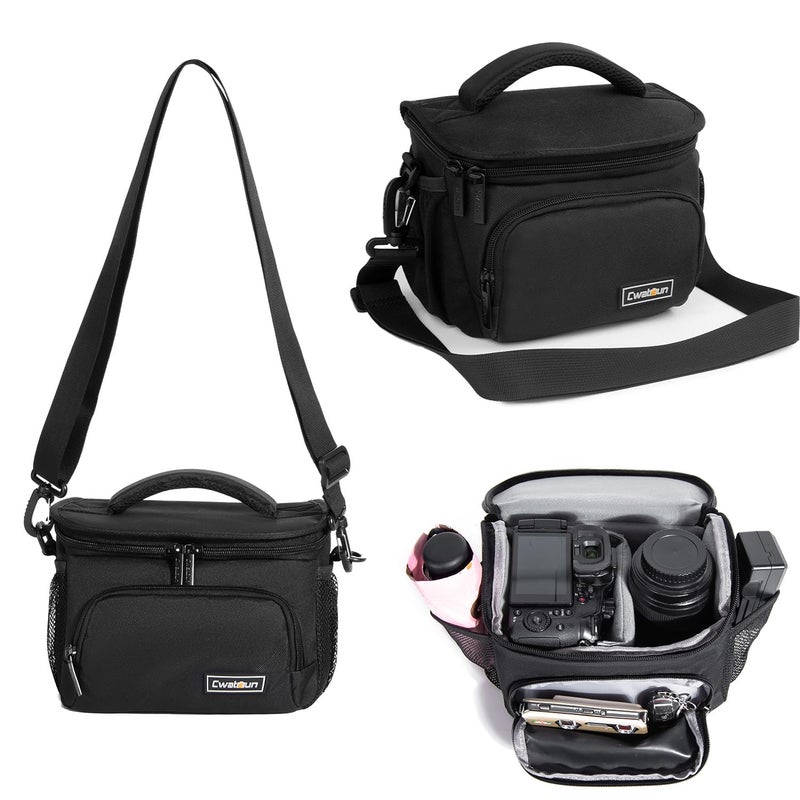 Cwatcun Small Camera Sling Bag Crossbody Camera Shoulder Case, Waterproof Travel Photography Camera Messenger Bag for Canon, Nikon, Sony, Fuji DSLR/SLR/Mirrorless Cameras, Lens and Accessories - Image 1