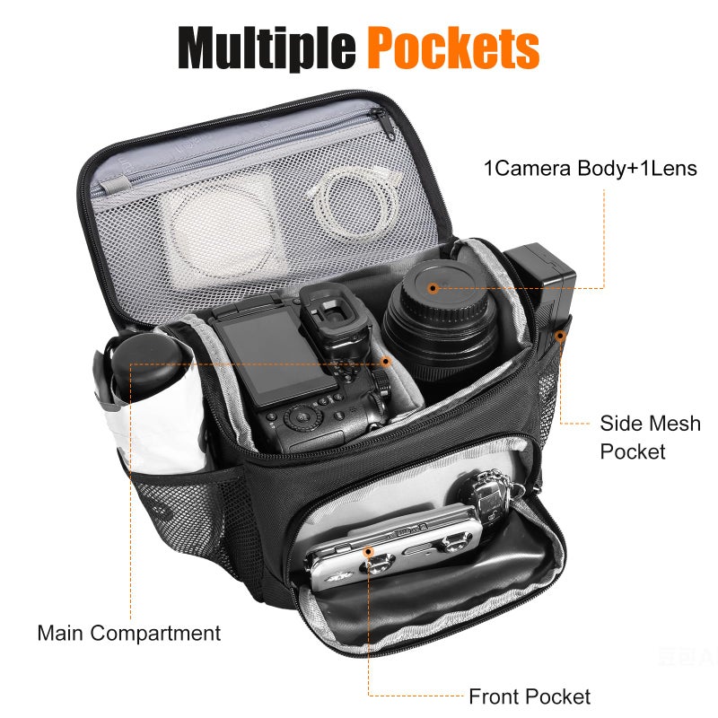 Cwatcun Small Camera Sling Bag Crossbody Camera Shoulder Case, Waterproof Travel Photography Camera Messenger Bag for Canon, Nikon, Sony, Fuji DSLR/SLR/Mirrorless Cameras, Lens and Accessories - Image 3