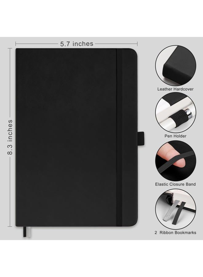 RETTACY Dotted Journal Notebook, 256 Pages, A5 Medium Size (5.7'' × 8.3''), Leather Hardcover, 120 GSM Thick Paper, for Journaling, Planning, Tracking (Red) - Image 2