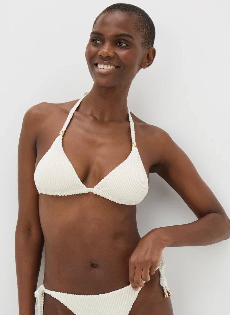 Matalan Cream Textured Triangle Bikini Top