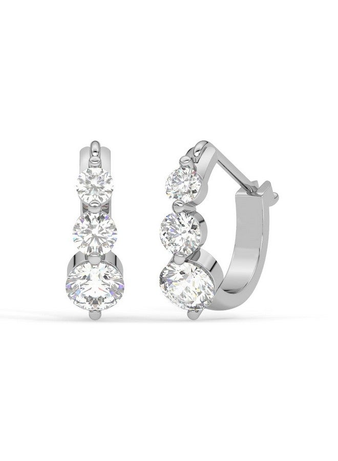 CLARA أقراط كلارا 925 فضة استرلينية مع 3 أحجار على شكل حلقة وحلقات هوجي | مطلية بالروديوم، زيركونيا سويسرية | هدية للنساء والفتيات - Image 1