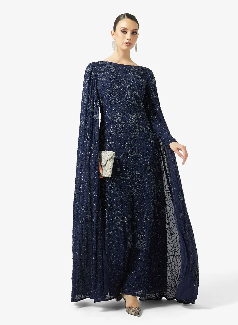 Maryisa  Embellished Flared Sleeve Sequin Maxi Dress for Women | Best Price UAE