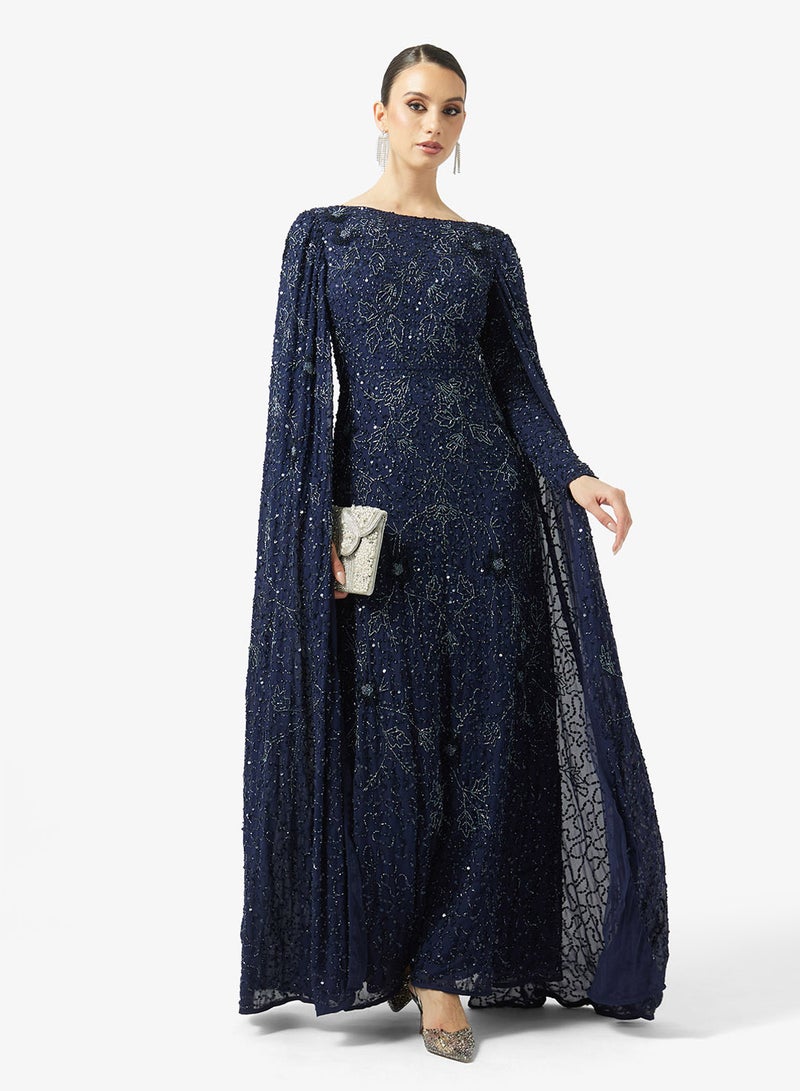 MARYISA Embellished Flared Sleeve Sequin Maxi Dress - Image 4