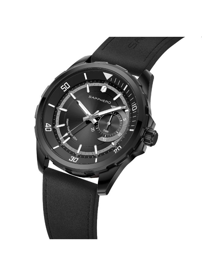 SAPPHERO Mens Watch Analog Quartz Watches with Date Subdial Leather Strap 50M Waterproof Business Work Sport Casual Dress Wristwatch Elegant Gift for Men - Image 4