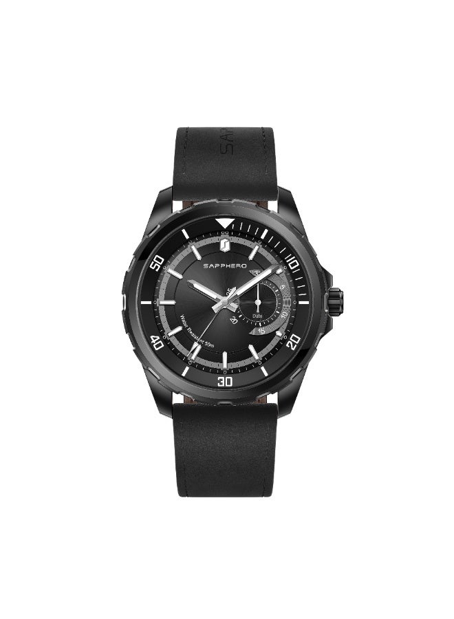 SAPPHERO Mens Watch Analog Quartz Watches with Date Subdial Leather Strap 50M Waterproof Business Work Sport Casual Dress Wristwatch Elegant Gift for Men - Image 1