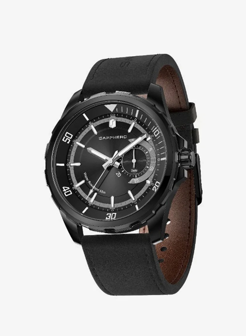 Sapphero  SAPPHERO Mens Watch Analog Quartz Watches with Date Subdial Leather Strap 50M Waterproof Business Work Sport Casual Dress Wristwatch Elegant Gift for Men for Men | Best Price UAE