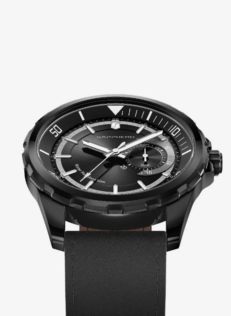 Sapphero SAPPHERO Mens Watch Analog Quartz Watches with Date Subdial Leather Strap 50M Waterproof Business Work Sport Casual Dress Wristwatch Elegant Gift for Men