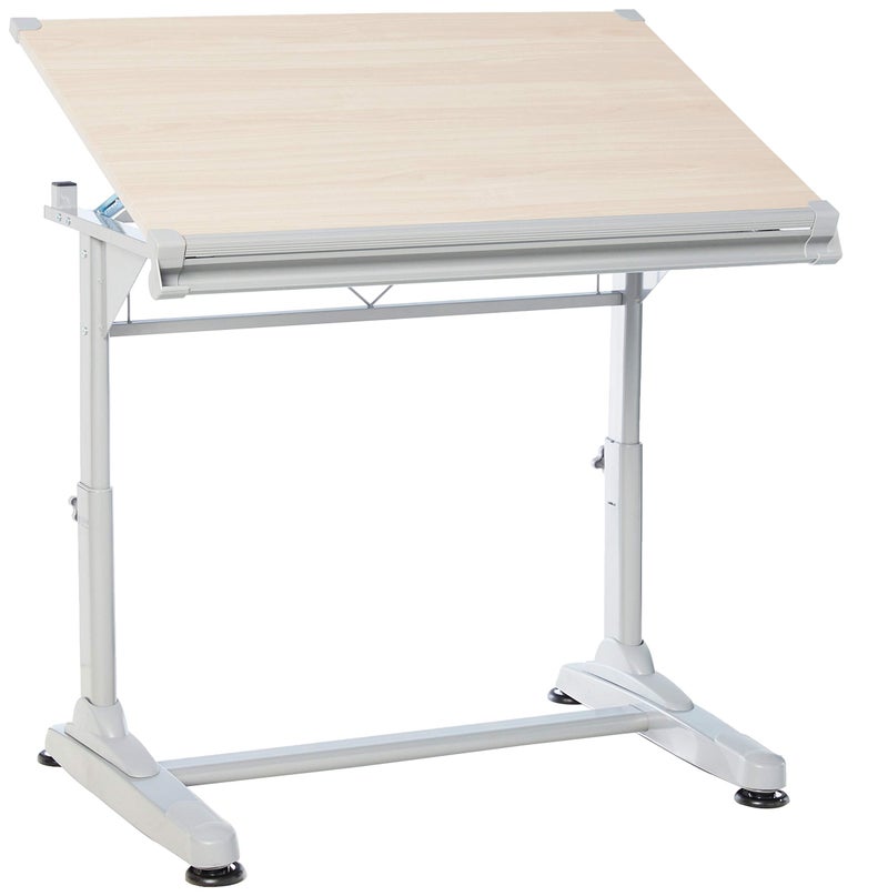 S Stand Up Desk Store Stand Up Desk Store Adjustable Height and Angle Drafting Table Drawing Desk with Large Surface Silver FrameBirch Top 40 W X 26 D