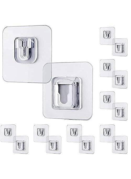 Runa Blue Wash Runa Blue Wash DoubleSided Adhesive Wall Hooks Heavy Duty Bathroom Towel Kitchen Sticky Hooks MultiPurpose Transparent Hooks No Drilling Installation Hanging Waterproof and OilProof 20 Packs  - Image 1