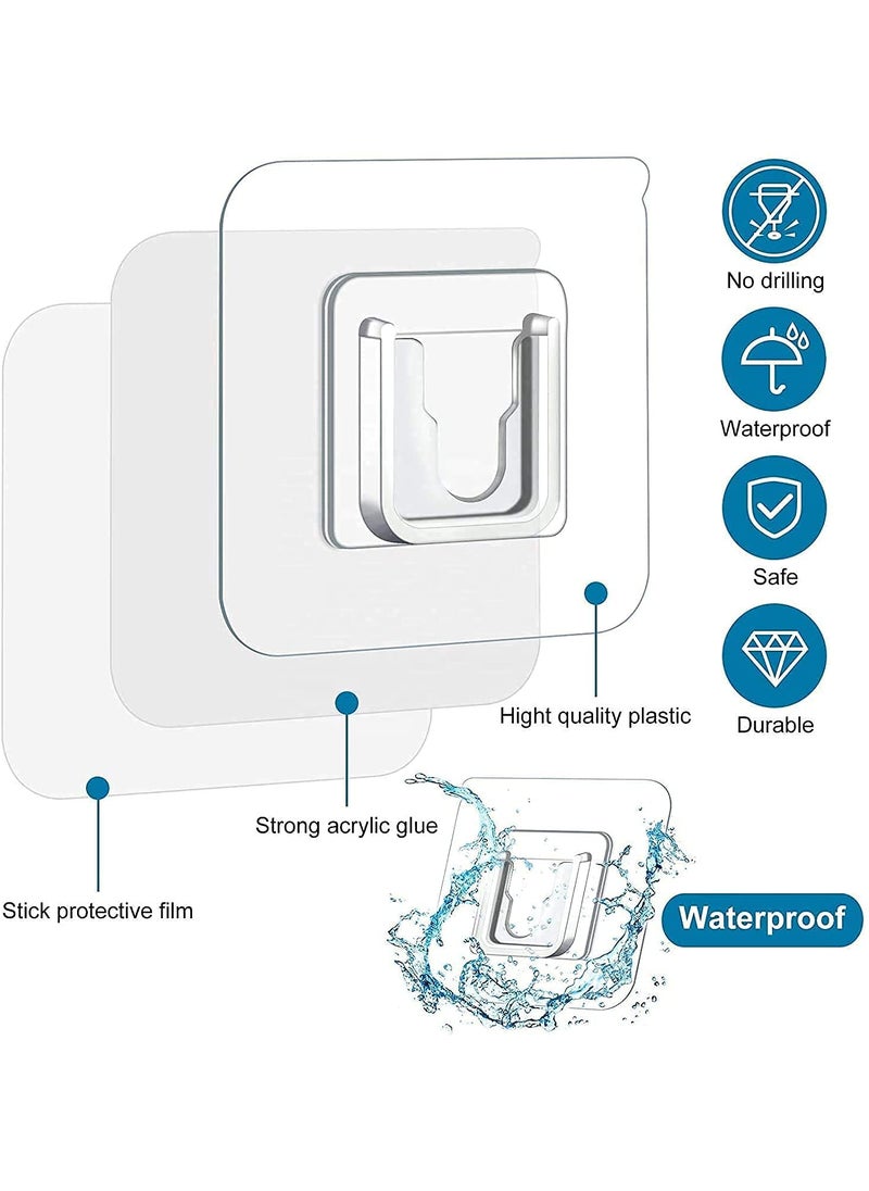 Runa Blue Wash Runa Blue Wash DoubleSided Adhesive Wall Hooks Heavy Duty Bathroom Towel Kitchen Sticky Hooks MultiPurpose Transparent Hooks No Drilling Installation Hanging Waterproof and OilProof 20 Packs  - Image 3