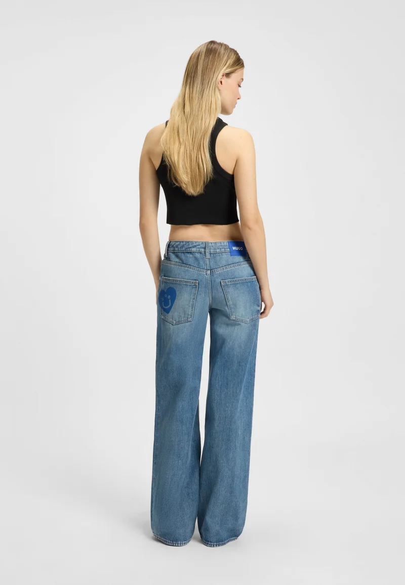 هوجو Baggy-fit jeans in blue rigid denim