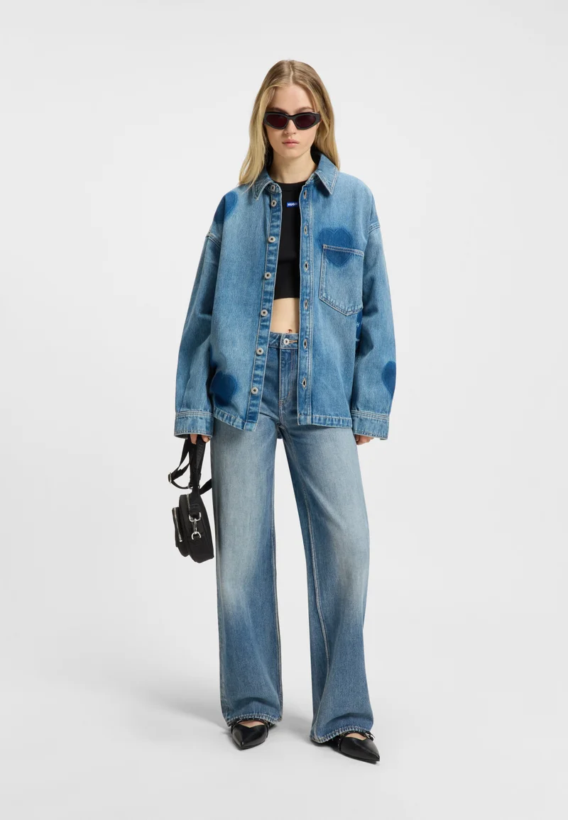 HUGO Blue Baggy-fit jeans in blue rigid denim for Women | Best Price UAE
