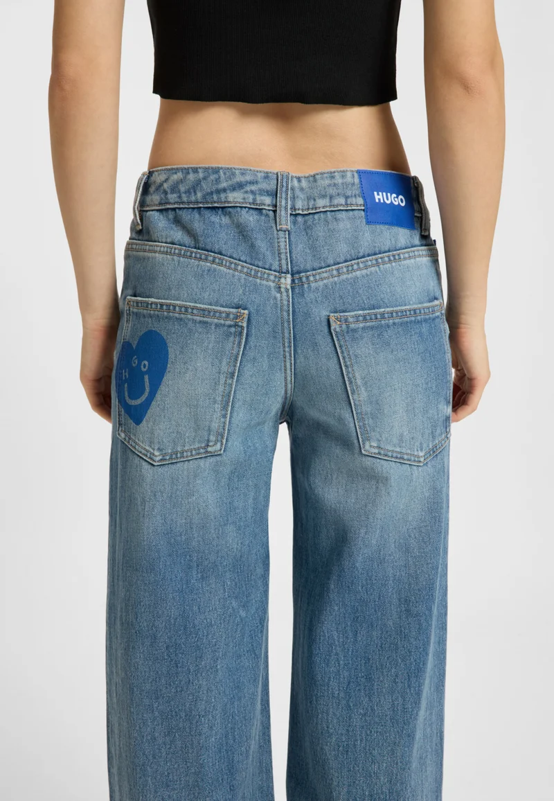 HUGO Blue Baggy-fit jeans in blue rigid denim for Women | Best Price UAE