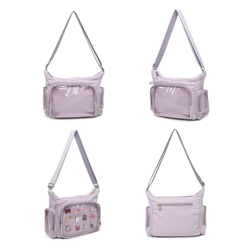 CHERRY SAUCE Canvas Ita Bag Crossbody Shoulder Bag Kawaii Purses and Handbags with Anime Pins Display - Image 5