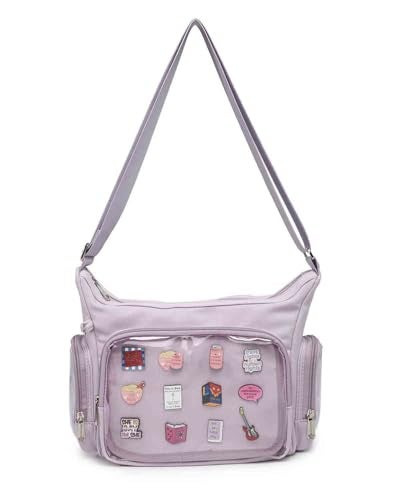 CHERRY SAUCE Canvas Ita Bag Crossbody Shoulder Bag Kawaii Purses and Handbags with Anime Pins Display - Image 1
