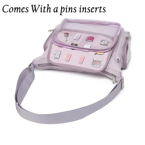CHERRY SAUCE Canvas Ita Bag Crossbody Shoulder Bag Kawaii Purses and Handbags with Anime Pins Display - Image 3