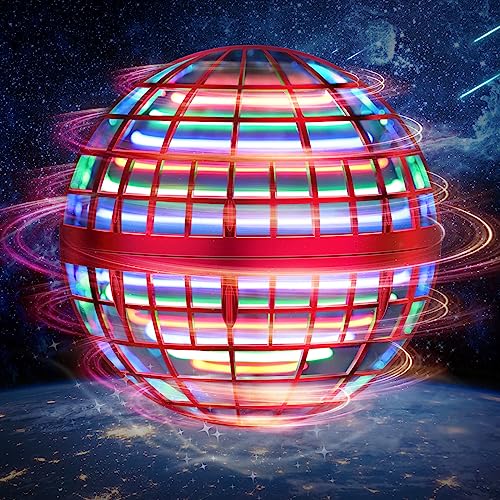 LEMATRIX Flying Orb Ball Toy Hover Ball Boomerang Fly Fidget Spinner Cool Toys Gifts for 6 7 8 9 10 11 12 Years Old boy Girls Teens Hand Mini Drone Cosmic Globe Indoor Outdoor ToysRed - Image 1