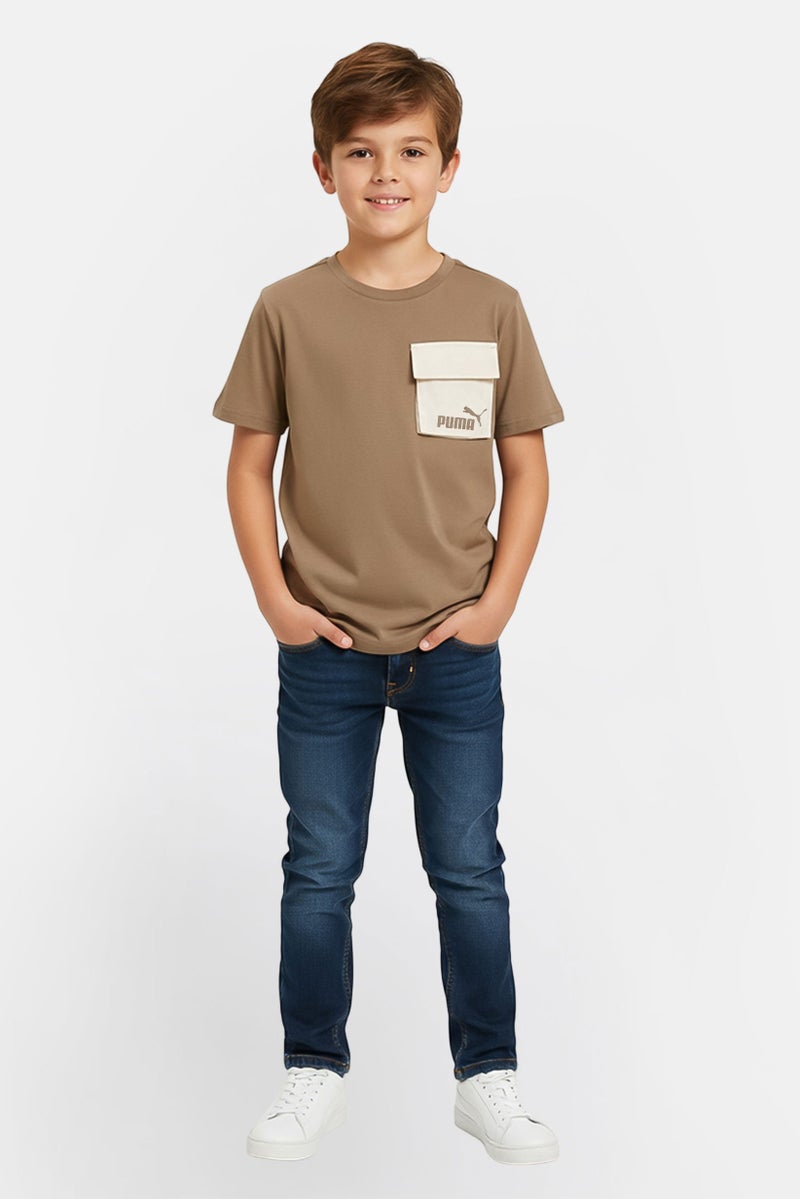 PUMA Kids Boy Sportswear Fit Short Sleeve Outdoor T-Shirt, Brown - Image 1