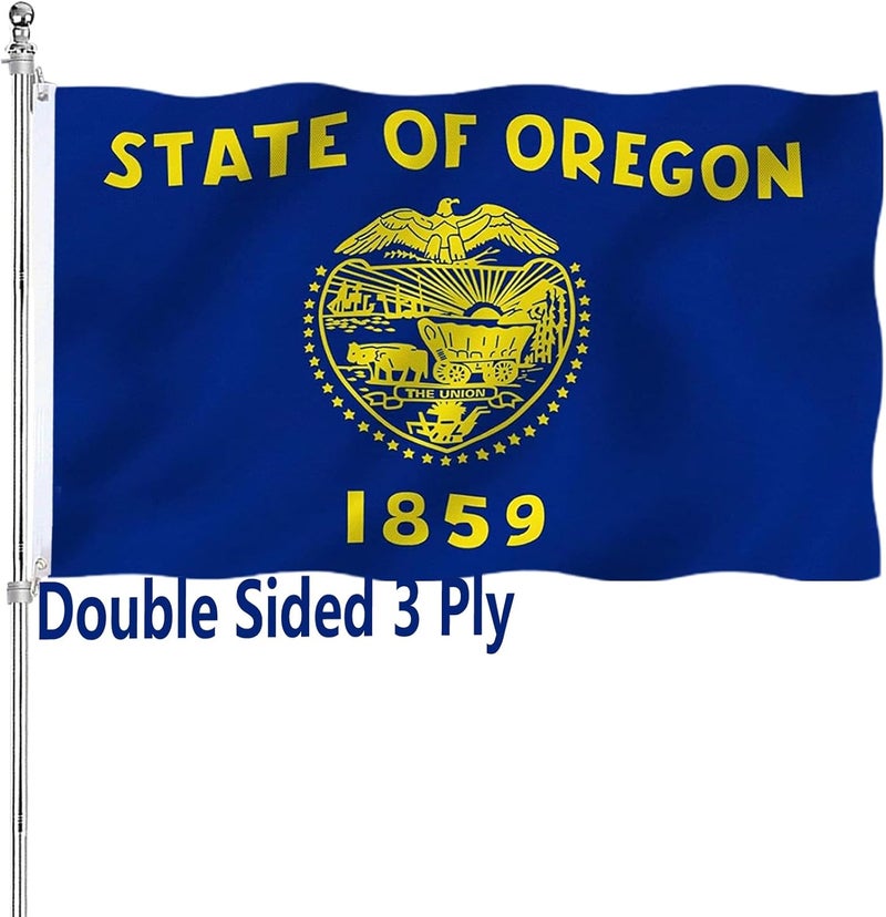 ARSOF Oregon State Flag 3x5 Double Sided Outdoor Heavy Duty Oregon OR Flags Vivid Colors 3 Ply with Durable Canvas Header and ​2 Brass Grommets - Image 1