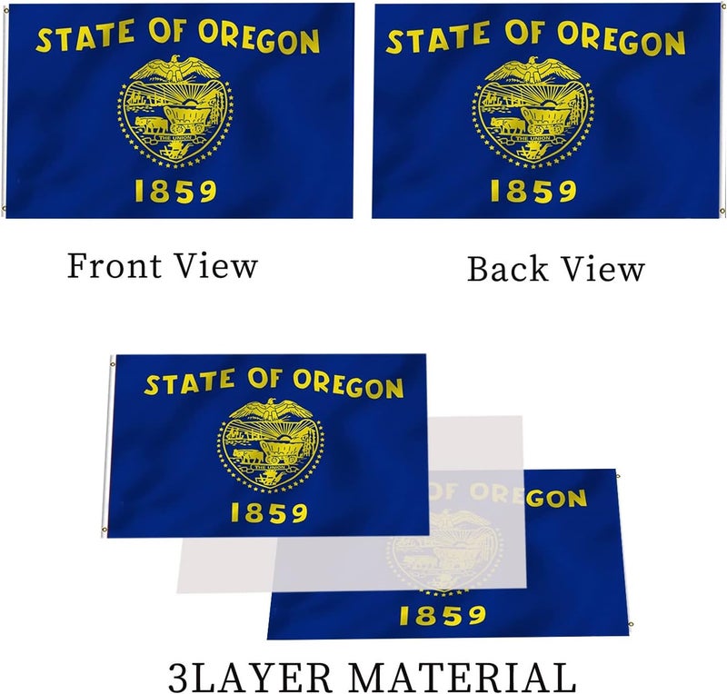 ARSOF Oregon State Flag 3x5 Double Sided Outdoor Heavy Duty Oregon OR Flags Vivid Colors 3 Ply with Durable Canvas Header and ​2 Brass Grommets - Image 3