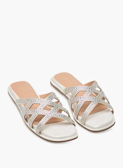 سيليست Girls' Embellished Slip-On Cross Strap Sandals