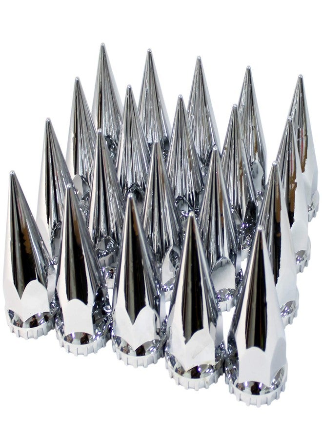 MRJLK Chrome ABS Complete Axle Cover Set with Hub Caps and 33mm Screw-On Spiked Lug Nut Covers for Semi Trucks (2 Front) - Image 4