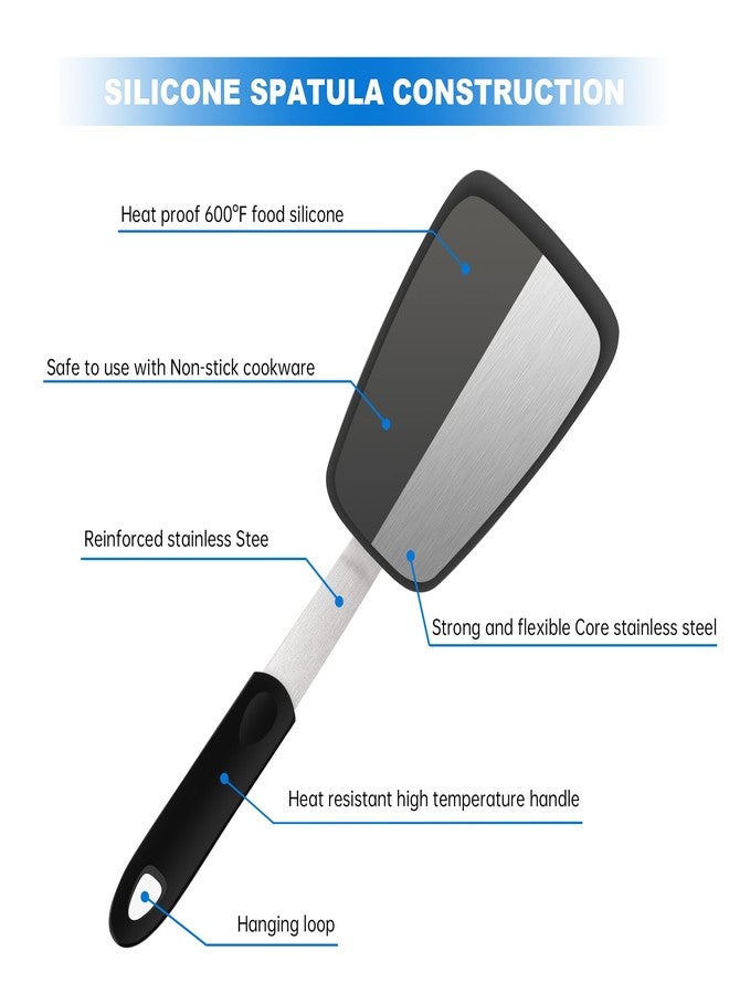 Mepple Flexible Turner Rubber Silicone Spatula for Flipping Eggs, Burgers, Crepes and Fish, Non-stick Silicone Spatula and 600F Heat-resistant Kitchen Cooking Utensils,2 Pack - Image 4