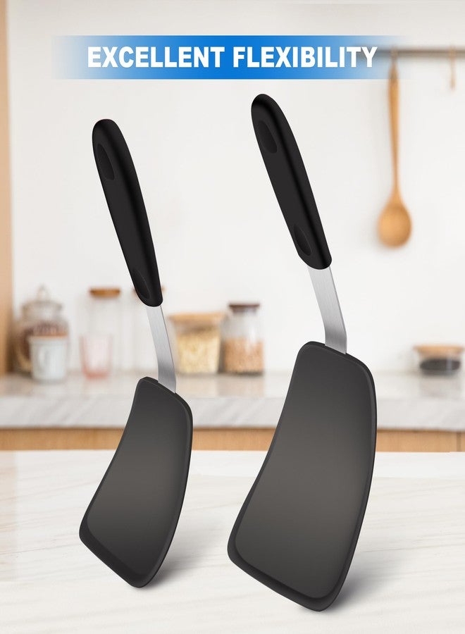 Mepple Flexible Turner Rubber Silicone Spatula for Flipping Eggs, Burgers, Crepes and Fish, Non-stick Silicone Spatula and 600F Heat-resistant Kitchen Cooking Utensils,2 Pack - Image 3