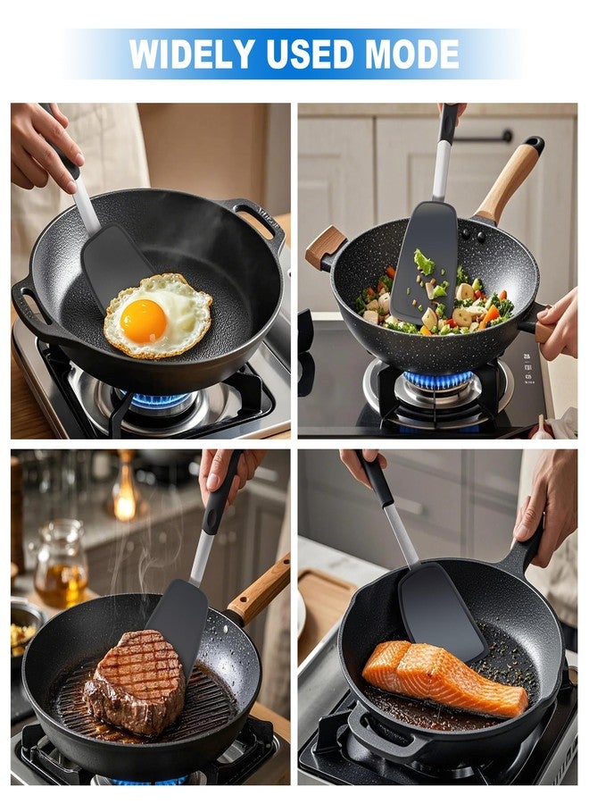 Mepple Flexible Turner Rubber Silicone Spatula for Flipping Eggs, Burgers, Crepes and Fish, Non-stick Silicone Spatula and 600F Heat-resistant Kitchen Cooking Utensils,2 Pack - Image 2