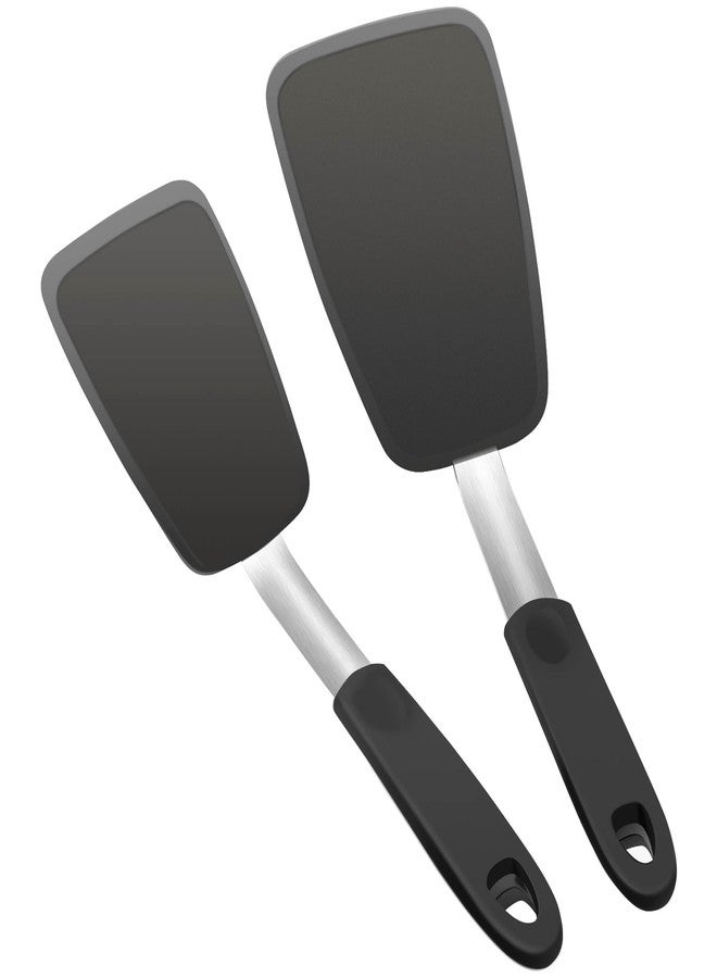 Mepple Flexible Turner Rubber Silicone Spatula for Flipping Eggs, Burgers, Crepes and Fish, Non-stick Silicone Spatula and 600F Heat-resistant Kitchen Cooking Utensils,2 Pack - Image 1