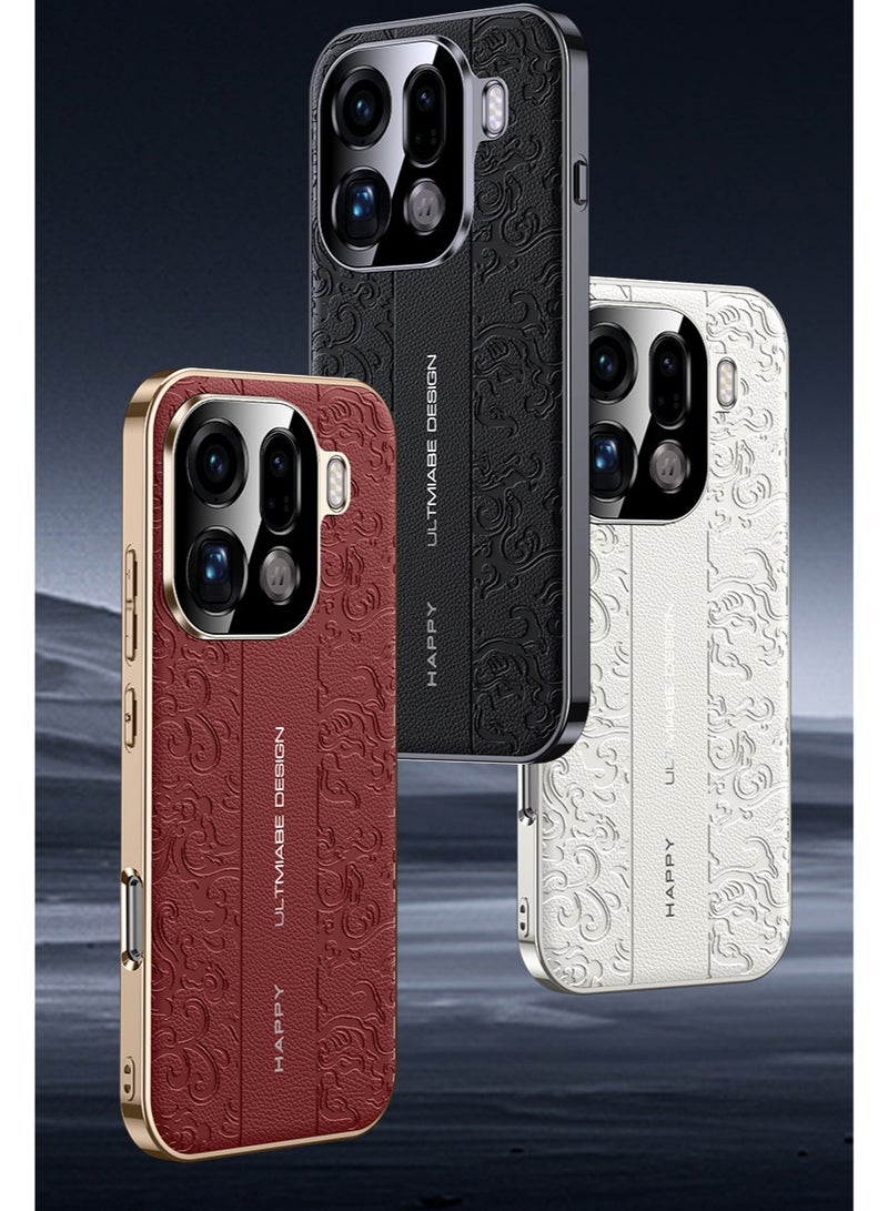 Case Compatible with OPPO Find X9 Pro, Luxury Auspicious Cloud Carving Process Embossed Leather Case Shockproof Protective Back Cover for OPPO Find X9 Pro - Image 2