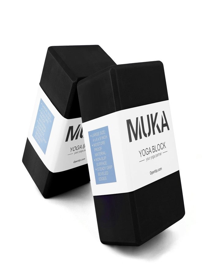 Muka Black Yoga Blocks 4x6x9 Inch, High Density EVA Foam Yoga Brick for Meditation, Pilates - Image 1