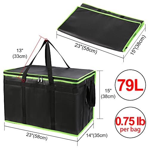 CIVJET 1-Pack Insulated Food Delivery Bag, XXX-Large Commercial Food Warmer for Delivery Drivers, Insulated Reusable Grocery Cooler/Hot Bags, Tote Bag for Shopping/Travel, Black with Green Edge - Image 2