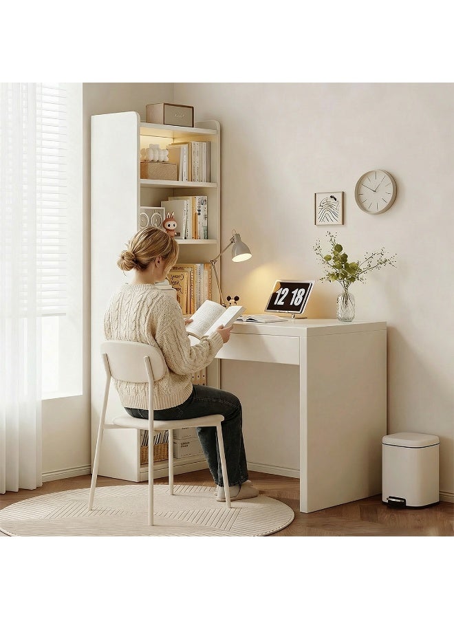 VUCATIN مكتب دراسة زاوية على شكل حرف L مع رف كتب - مكتب كمبيوتر مع أدراج مزدوجة، مكتب منزلي كبير للتخزين للغرف الصغيرة/العمل عن بُعد/الطلاب، مكتب زاوية - Image 4