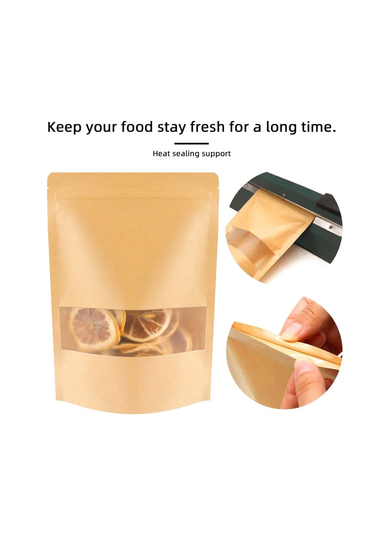 KAWALIB Resealable Kraft Paper Bags with Matte Window And Zip Lock pack of 50 pcs  - Image 2